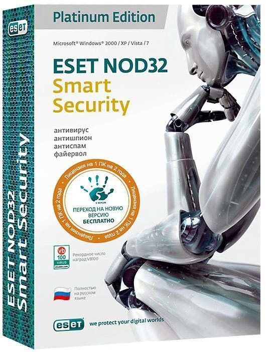 Eset NOD32 Smart Security Platinum Edition (на 1 ПК) Лицензия на 2 года (PC CD)