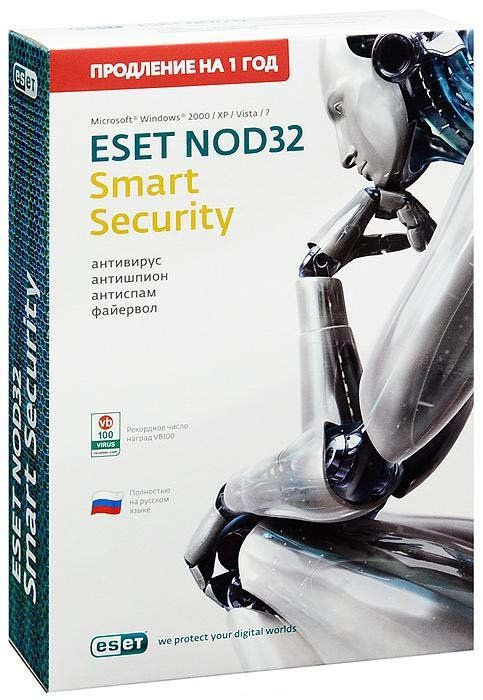 ESET NOD32 Smart Security Продление лицензии на 1 год / Карточка продления (PC CD)