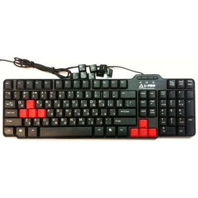 Клавиатура L-PRO 1117 extra 8 red keys, PS2, black