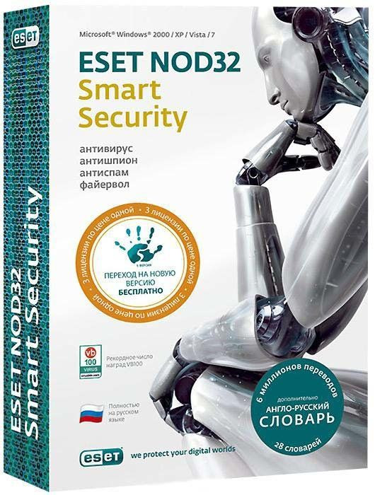 Eset NOD32 Smart Security 4.0 (на 3 ПК) / Cловарь Лицензия на 1 год (PC CD)