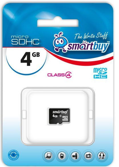 Карта памяти 4Gb micro SD Smatbuy  Kласс 4 без адаптера