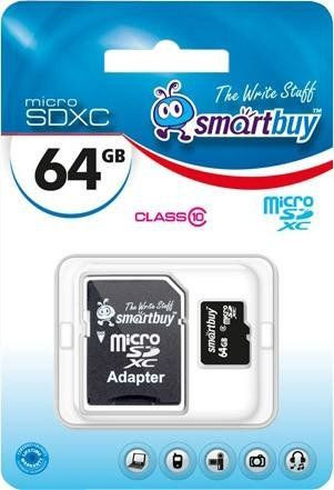 Карта памяти 64Gb micro SD Smatbuy  Kласс 10 c адаптером