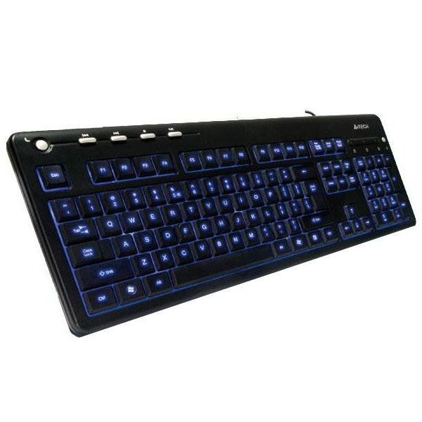 Клавиатура A4 KD-126-1 USB black Подсветка голубой свет