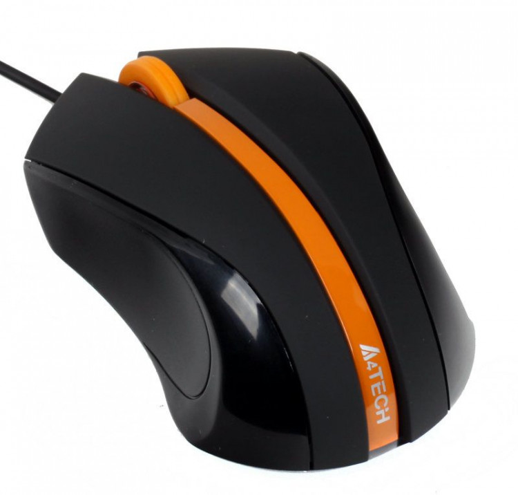 Мышь A4Tech Q3-310-4,опт,GlassRun Full Speed, USB Black+Orange