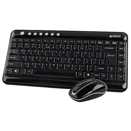 Комплект клавиатура+мышь A4 TECH 7600N-1  радио V-Track USB black mini