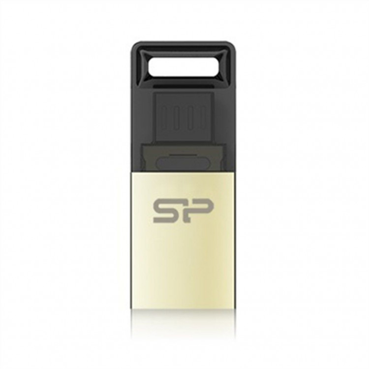 Флеш-накопитель USB 2.0 8GB Silicon Power Mobile X10 Champague OTG(+micro USB)