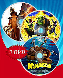 Мадагаскар / Ледниковый период / Шрек (Позитив-мультимедиа) (3 DVD) на DVD