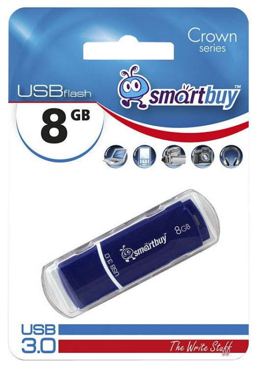 Флеш-накопитель USB 3.0 8GB Smartbuy Crown Blue