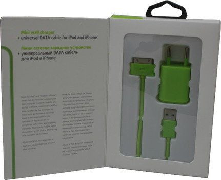 Зарядное устройство для iPhone/ iPod/iPad Зеленое Уценка