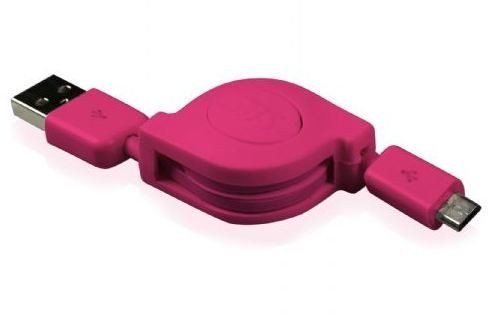 Кабель micro USB для телефона (YoYo, выдвижной 0,8 мм розовый)