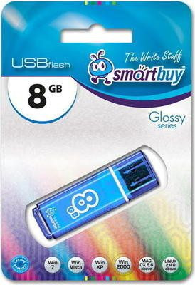 Флеш-накопитель USB 2.0 8GB Smartbuy Glossy series Blue