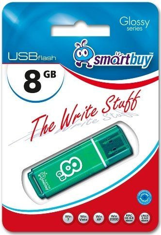 Флеш-накопитель USB 2.0 8GB Smartbuy Glossy series Green