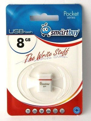 Флеш-накопитель USB 2.0 8GB Smartbuy Pocket series White
